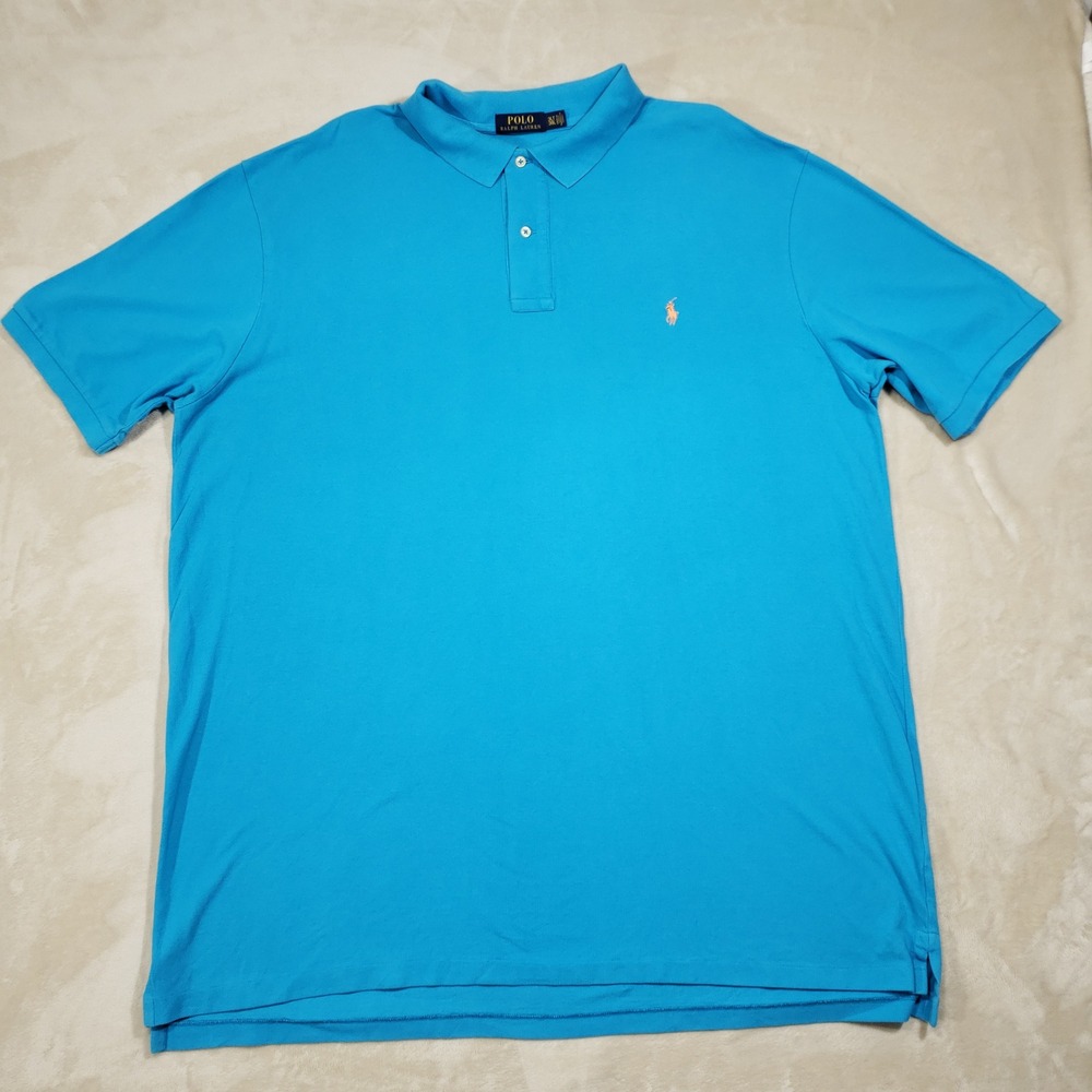 Polo Ralph‎ Lauren Polo Shirt Mens 3LT Blue Short Sleeve Pony Logo Pique Tall